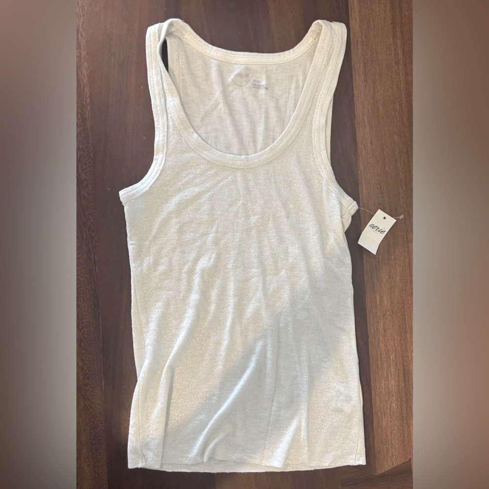 American Eagle Women's White Sparkle Tank Top